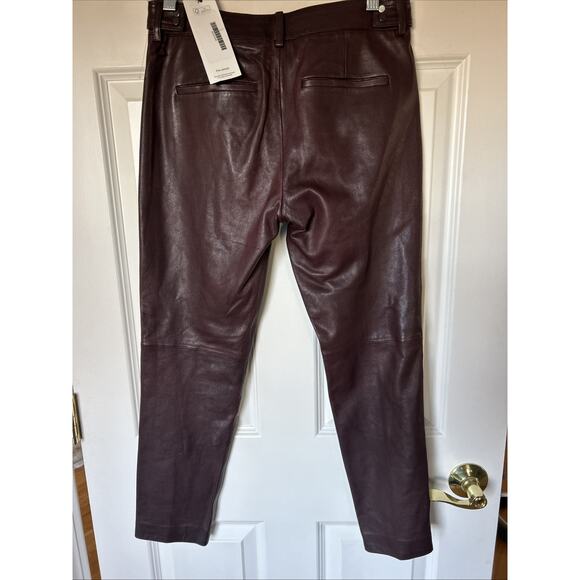 VINCE Burgundy Lamb Leather pant front seam sz 0 See measurements 29 X26 lined - Picture 7 of 16